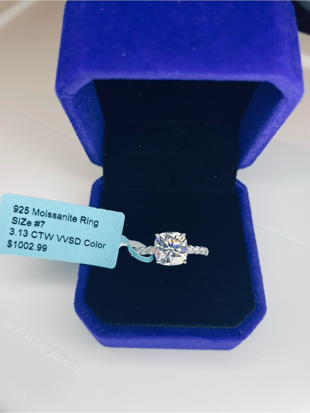 Sterling Silver Moissanite Engagement Ring SZ 7 PASSES DIAMOND TESTER